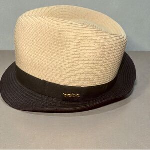 New with Tags Bebe Two-Tone Straw Fedora Hat